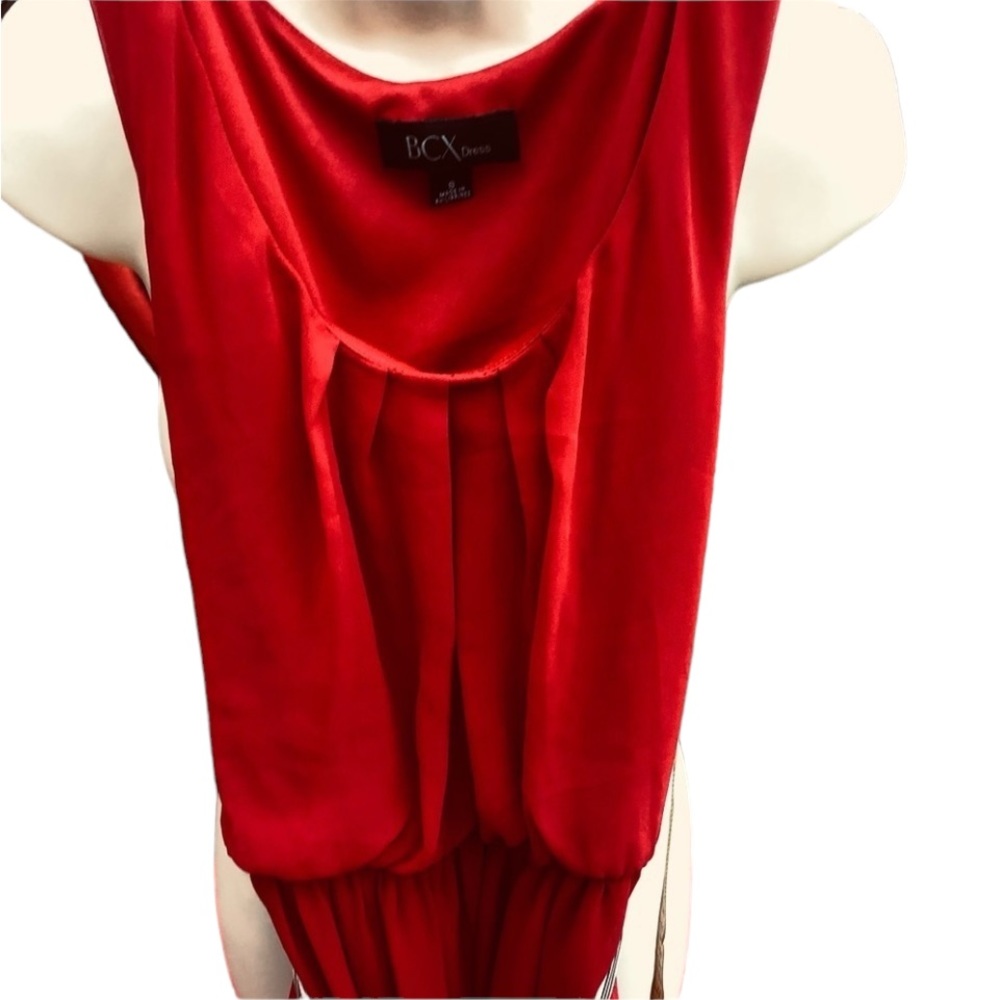 BCX size small red sleeveless dress wide stretch belted like new